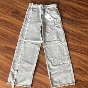 Zara Light Grey High-Rise Straight Leg Jeans